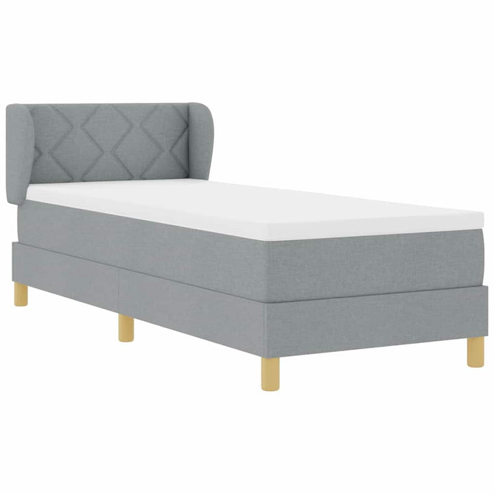 Boks madrasseng med madras creme 90x200 cm stof Lysegrå