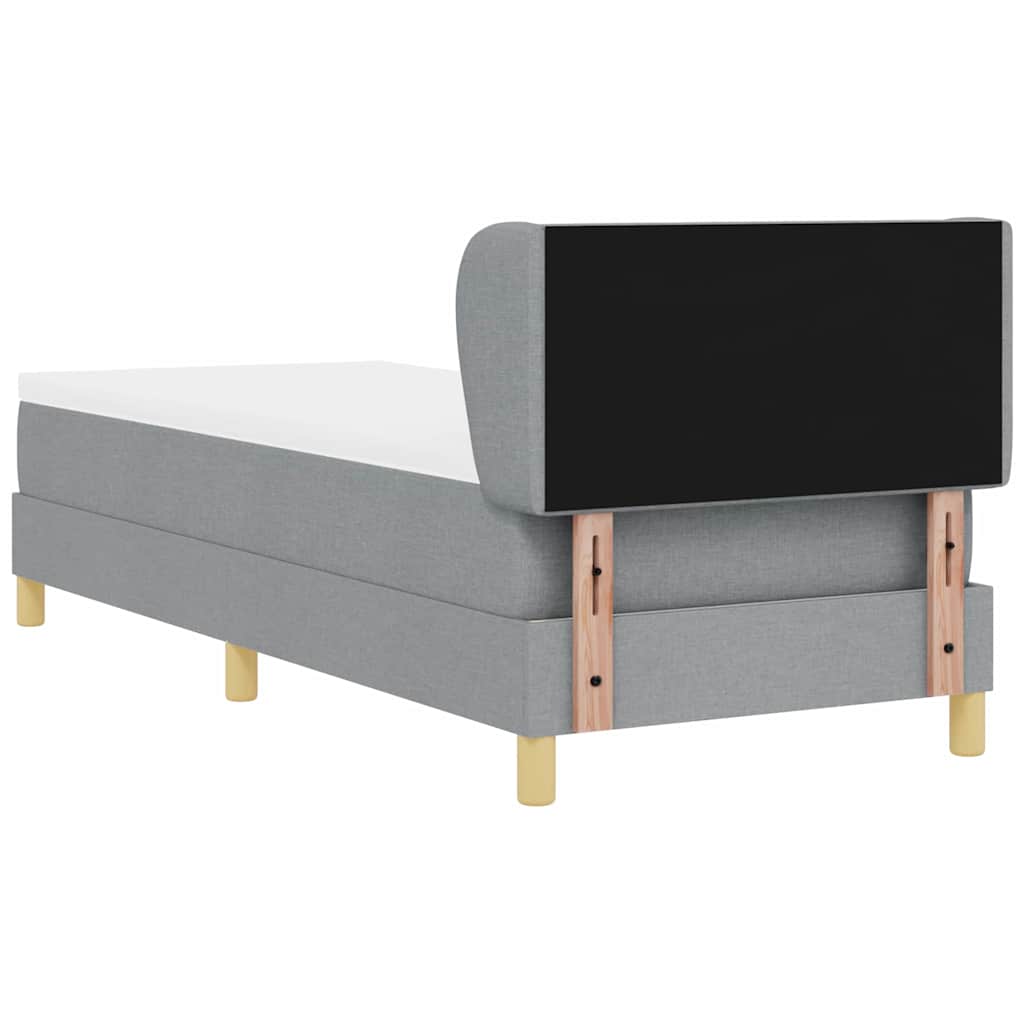 Boks madrasseng med madras creme 90x200 cm stof Lysegrå