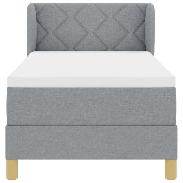 Boks madrasseng med madras creme 90x200 cm stof Lysegrå