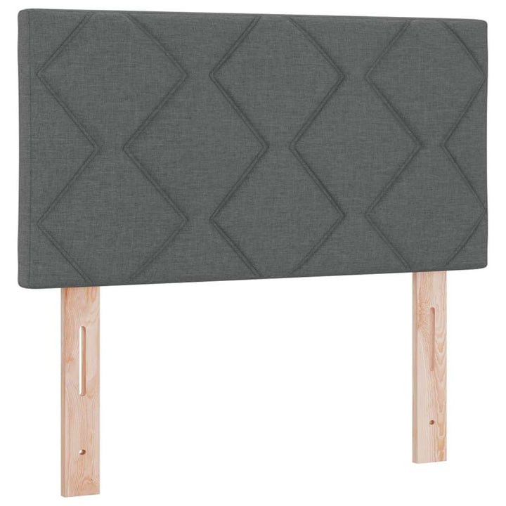 Boks madrasseng med madras creme 90x200 cm stof Mørkegrå