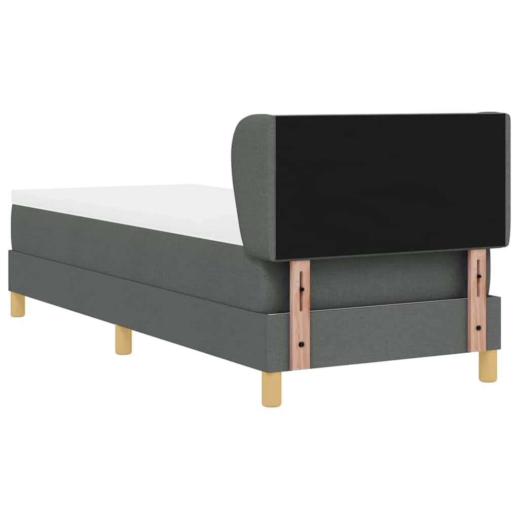 Boks madrasseng med madras creme 90x200 cm stof Mørkegrå