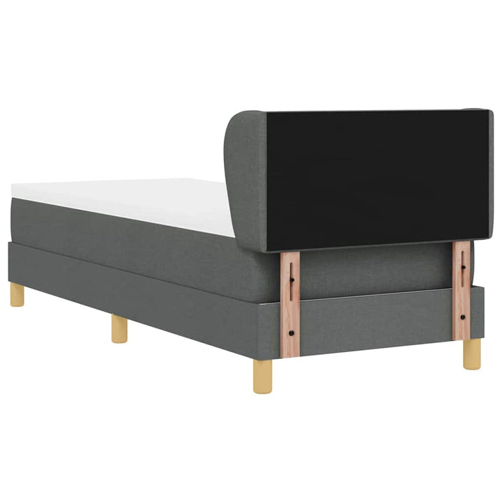 Boks madrasseng med madras creme 90x200 cm stof Mørkegrå