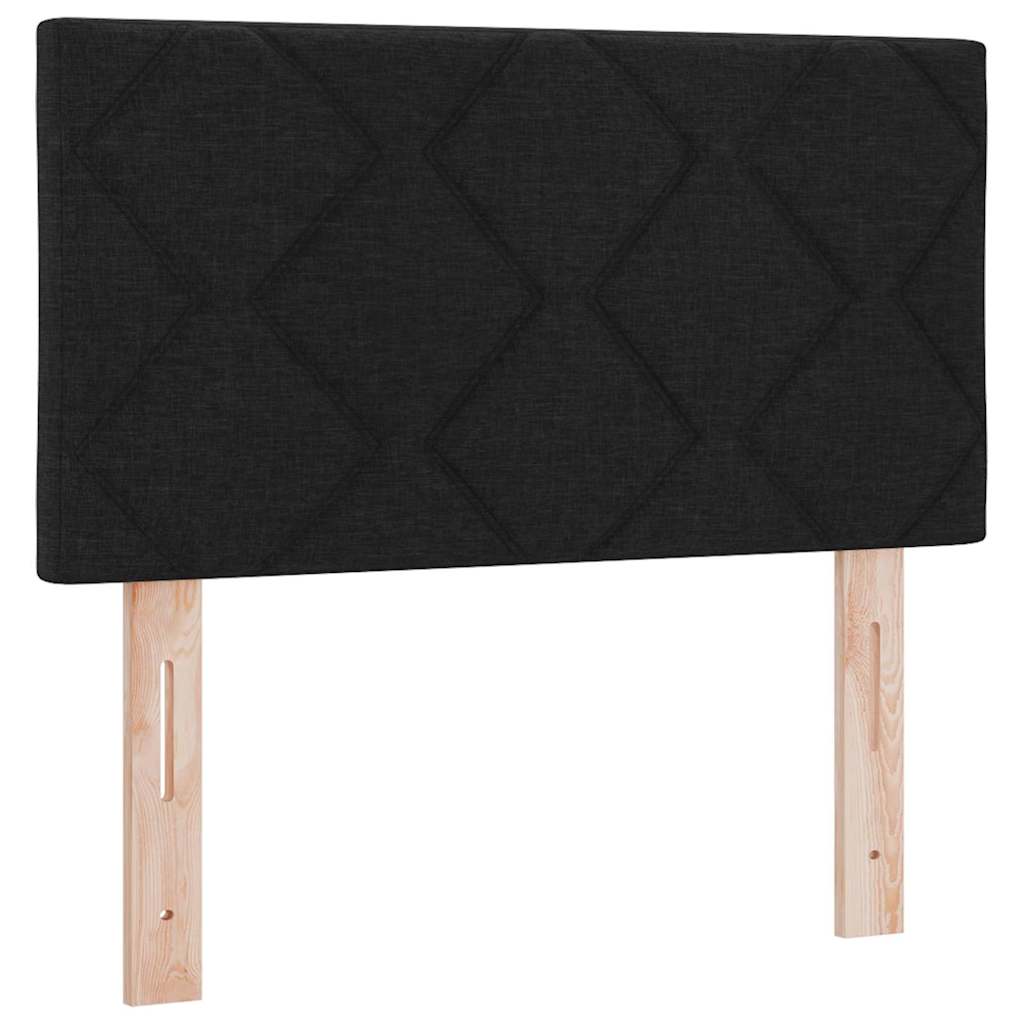 Boks madrasseng med madras creme 90x200 cm stof med madras Sort