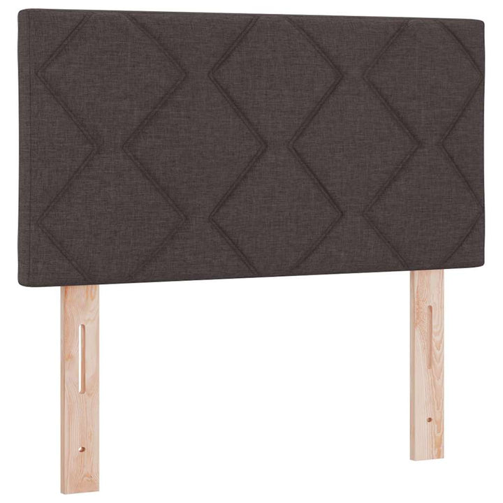 Boks madrasseng med madras creme 90x200 cm stof Mørkebrun