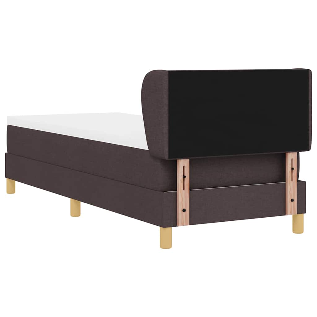 Boks madrasseng med madras creme 90x200 cm stof Mørkebrun