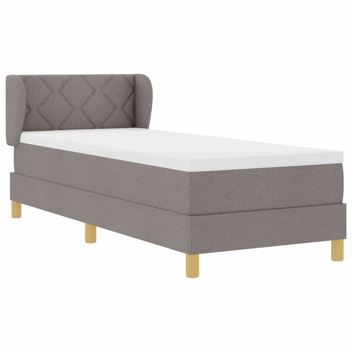 Boks madrasseng med madras creme 90x200 cm stof Gråbrun