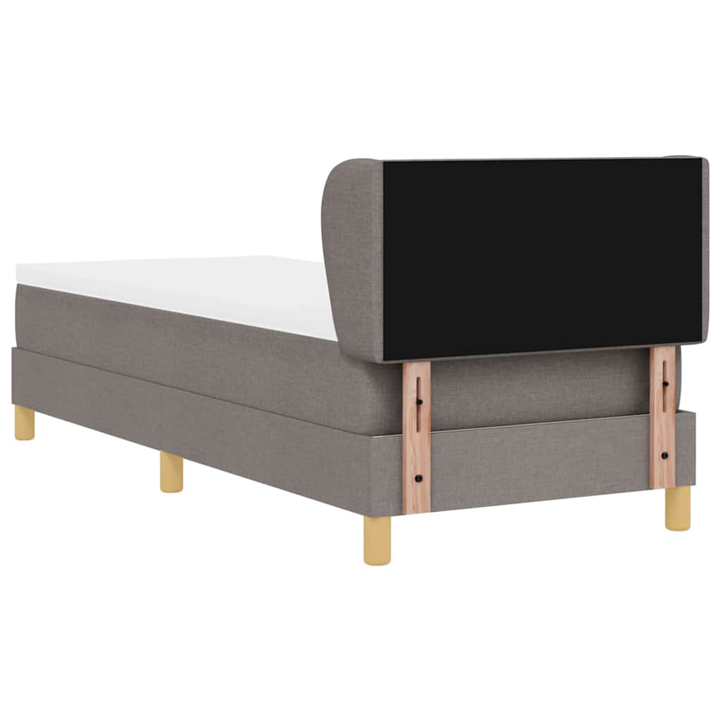 Boks madrasseng med madras creme 90x200 cm stof Gråbrun