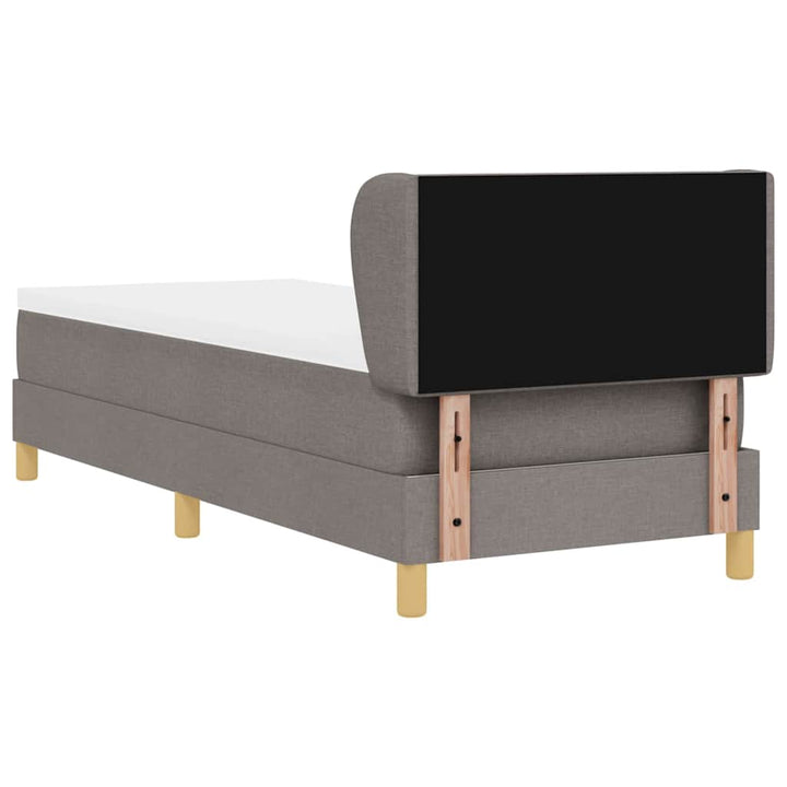 Boks madrasseng med madras creme 90x200 cm stof Gråbrun
