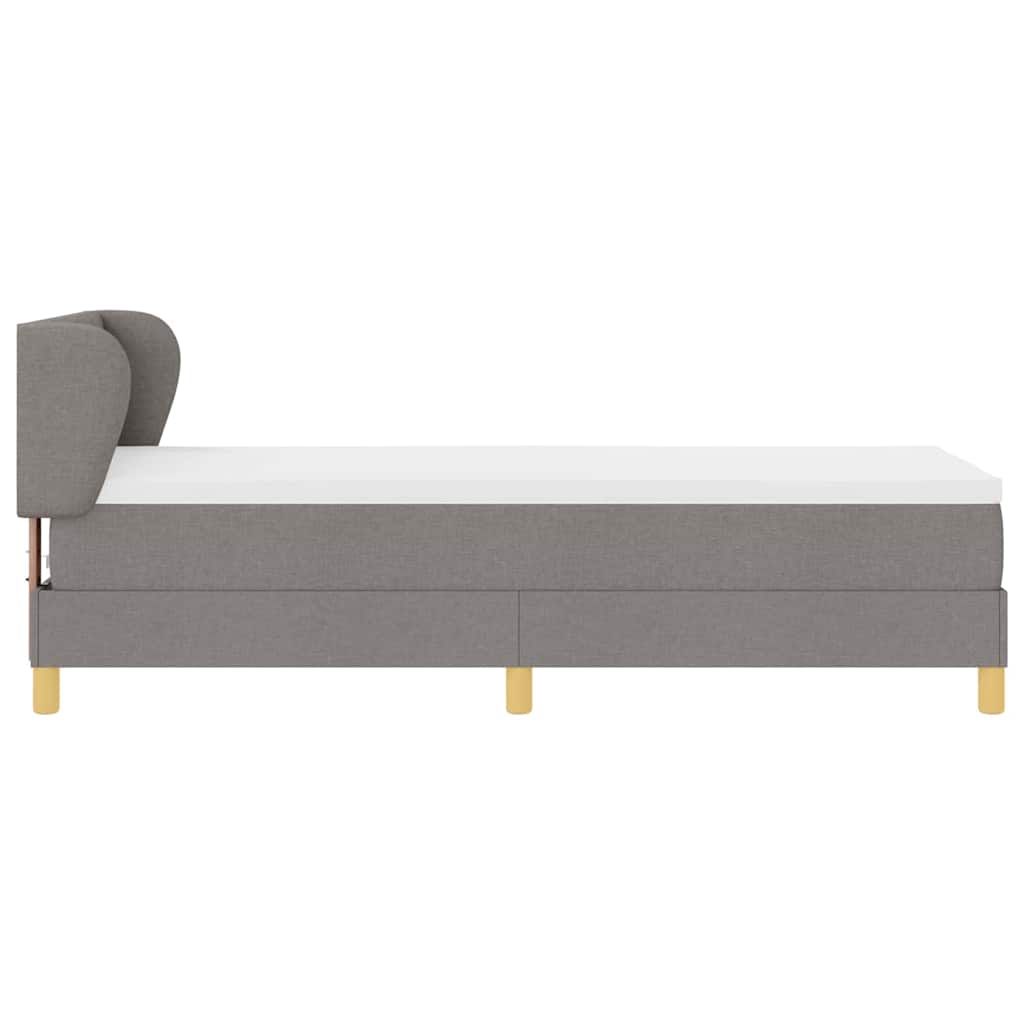 Boks madrasseng med madras creme 90x200 cm stof Gråbrun