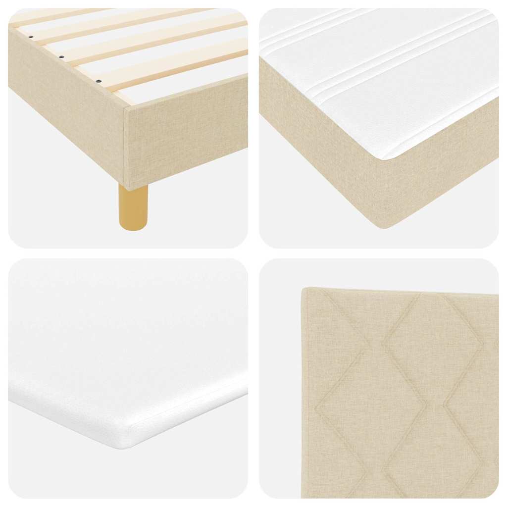 Boks madrasseng med madras creme 90x200 cm stof Creme