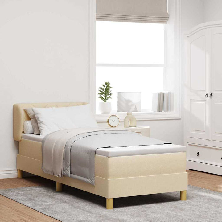 Boks madrasseng med madras creme 90x200 cm stof Creme