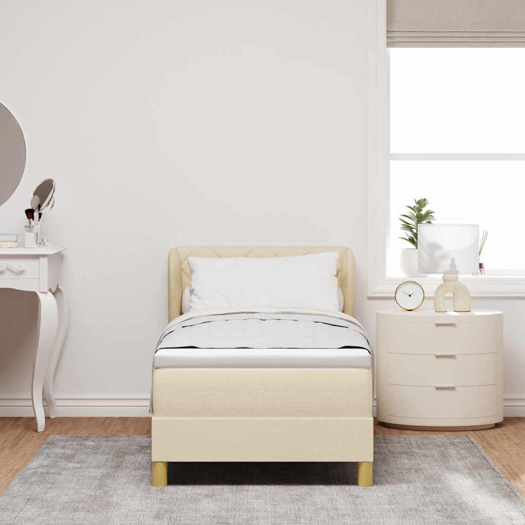 Boks madrasseng med madras creme 90x200 cm stof Creme