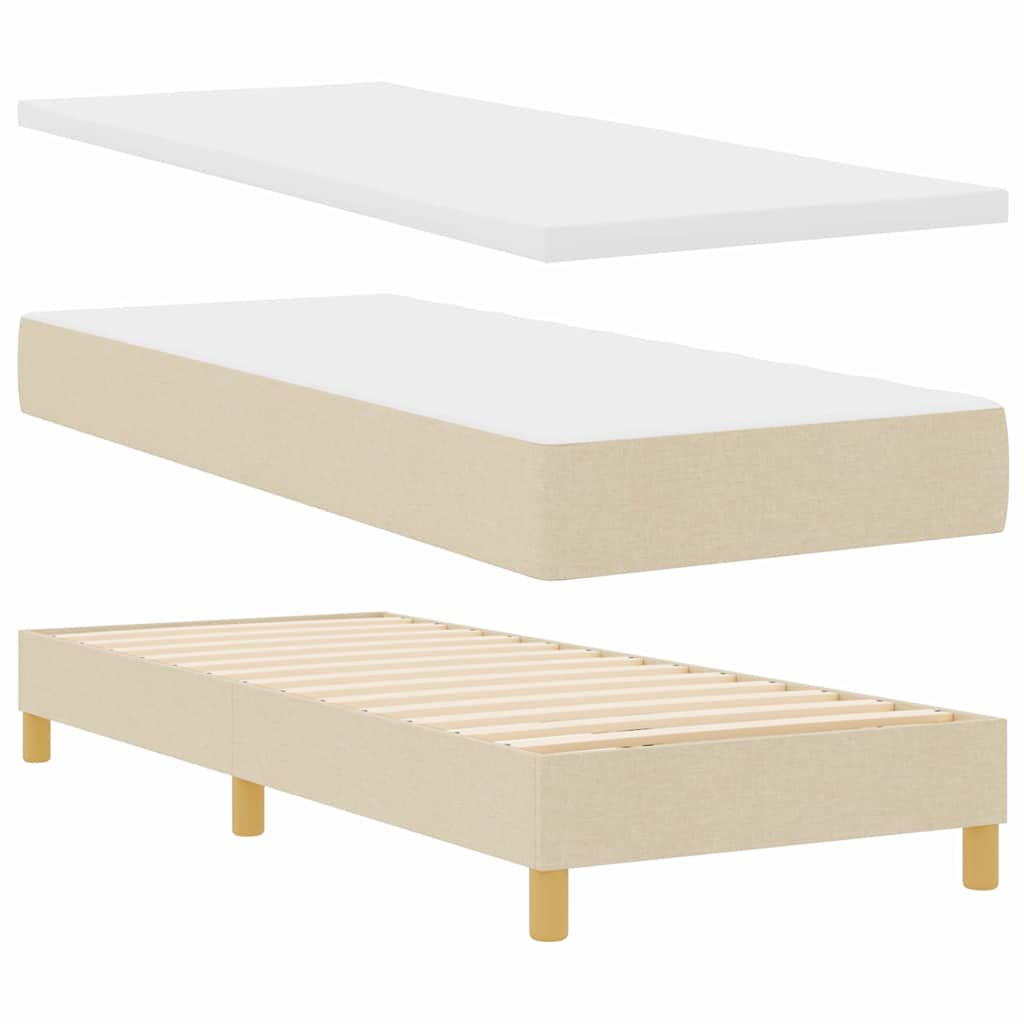 Boks madrasseng med madras creme 90x200 cm stof Creme