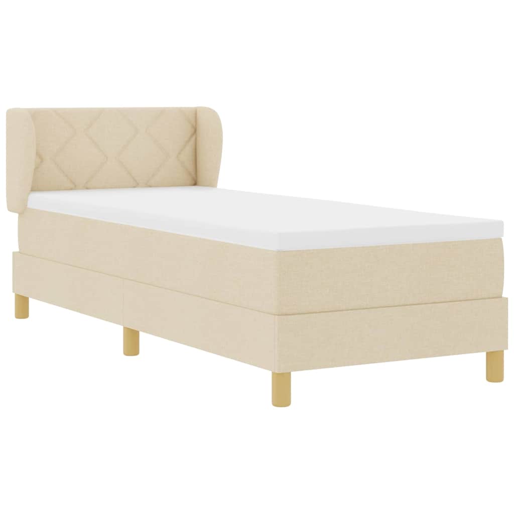 Boks madrasseng med madras creme 90x200 cm stof Creme