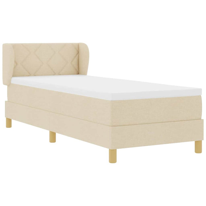 Boks madrasseng med madras creme 90x200 cm stof Creme