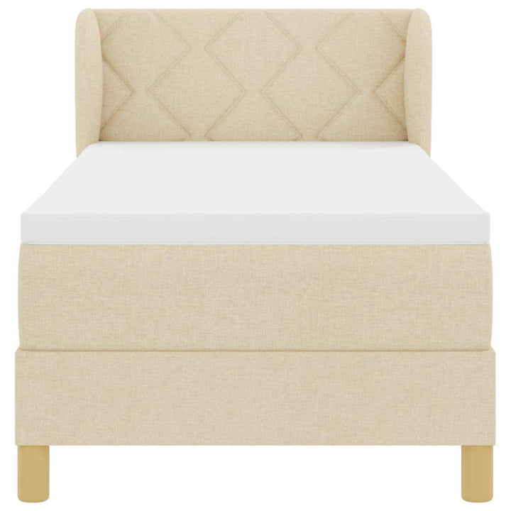 Boks madrasseng med madras creme 90x200 cm stof Creme