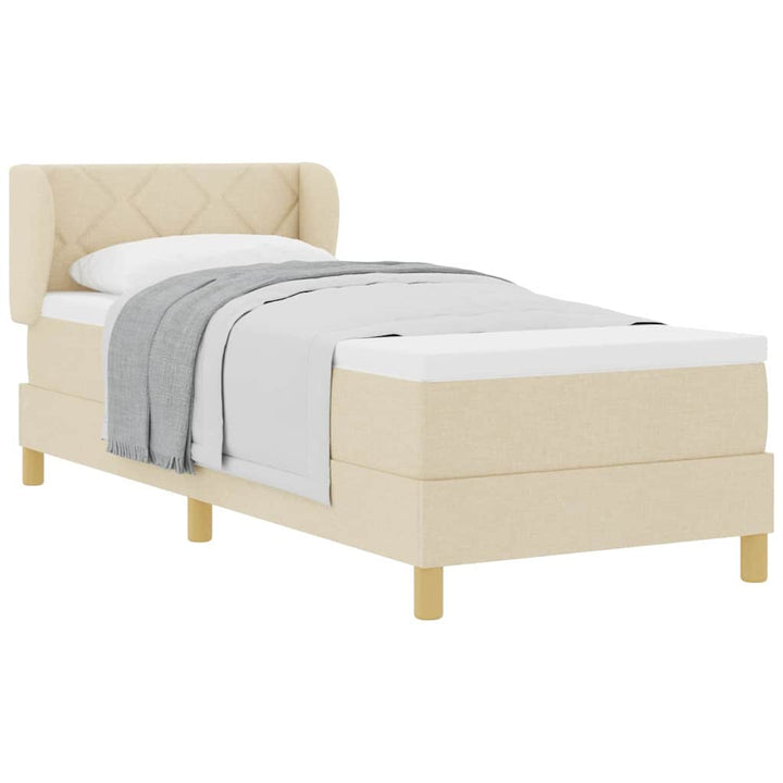 Boks madrasseng med madras creme 90x200 cm stof Creme