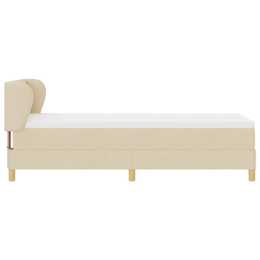Boks madrasseng med madras creme 90x200 cm stof Creme