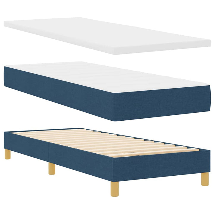 Boks madrasseng med madras creme 90x200 cm stof Blå 80 x 200 cm