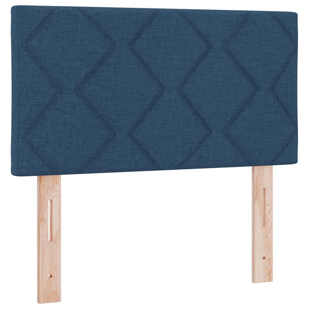 Boks madrasseng med madras creme 90x200 cm stof Blå 80 x 200 cm