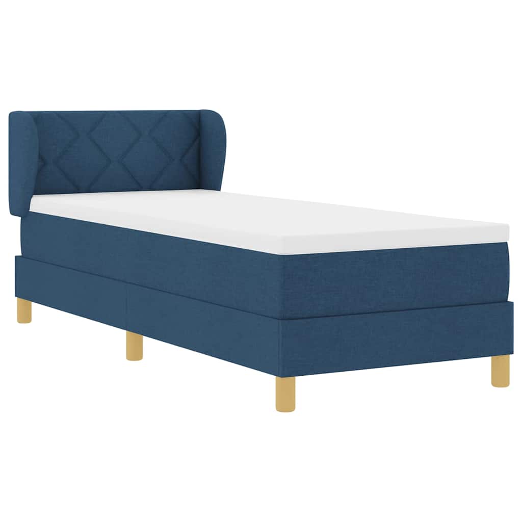 Boks madrasseng med madras creme 90x200 cm stof Blå 80 x 200 cm