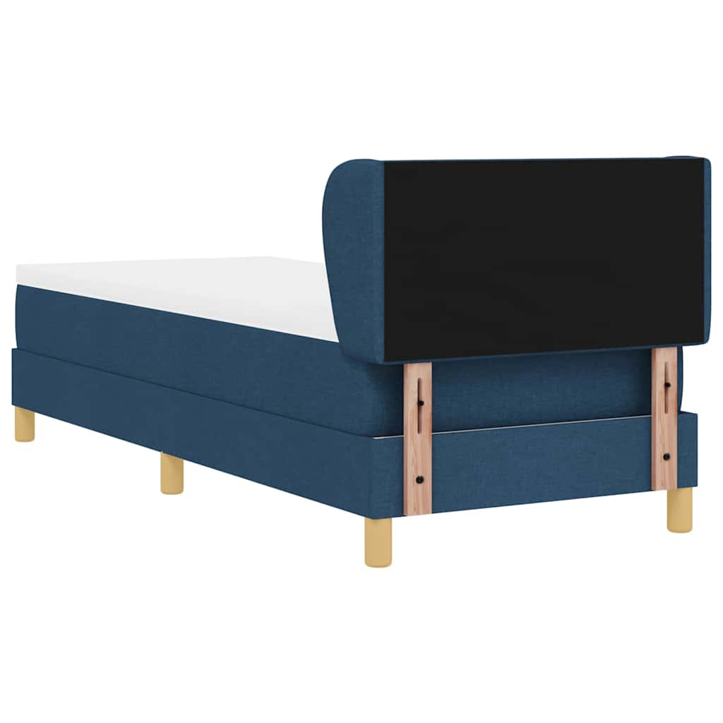 Boks madrasseng med madras creme 90x200 cm stof Blå 80 x 200 cm