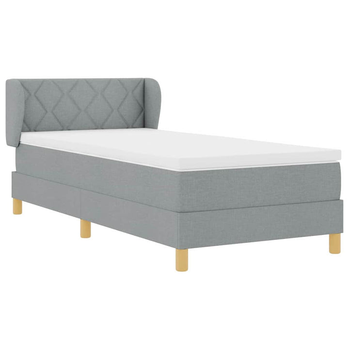 Boks madrasseng med madras creme 90x200 cm stof Lysegrå