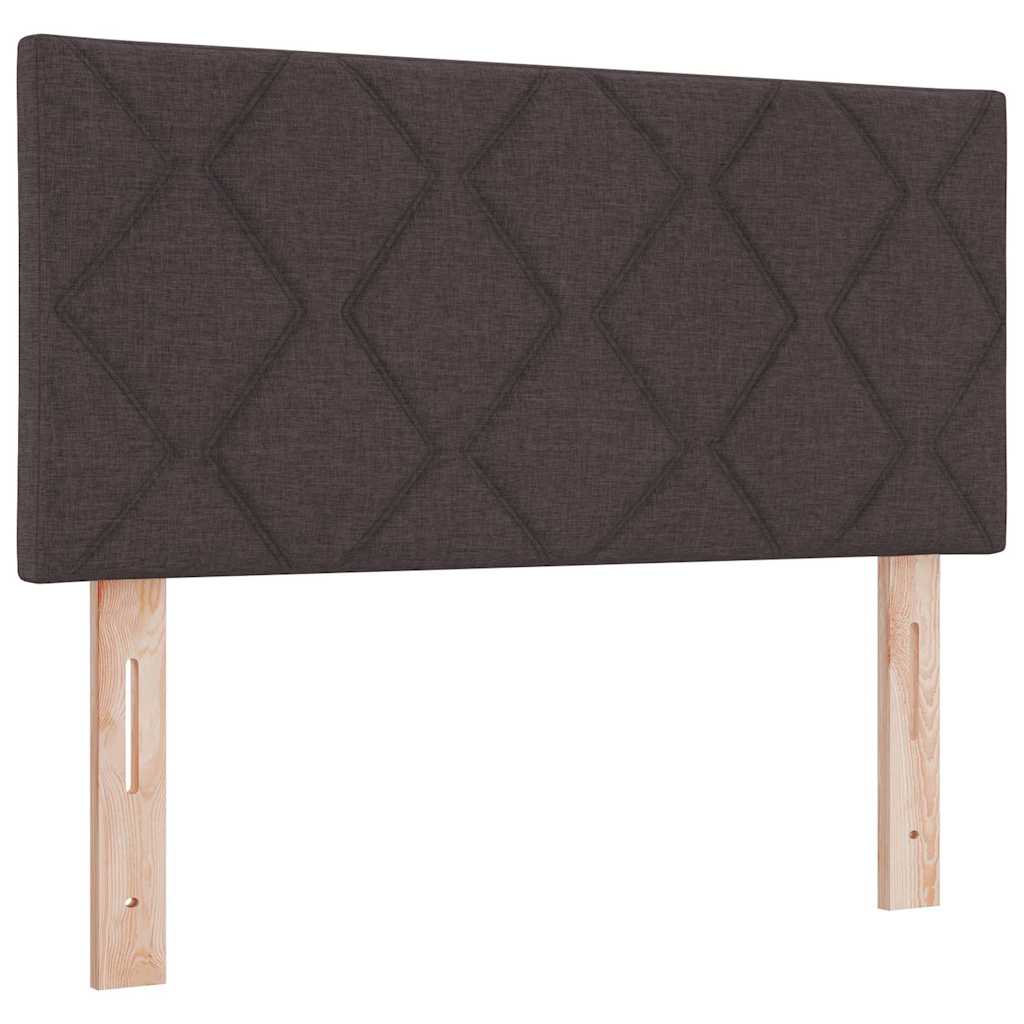Boks madrasseng med madras creme 90x200 cm stof Mørkebrun