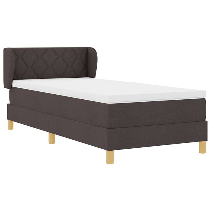 Boks madrasseng med madras creme 90x200 cm stof Mørkebrun