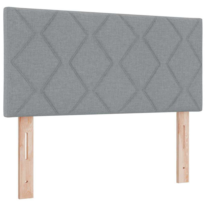Boks madrasseng med madras creme 90x200 cm stof Lysegrå