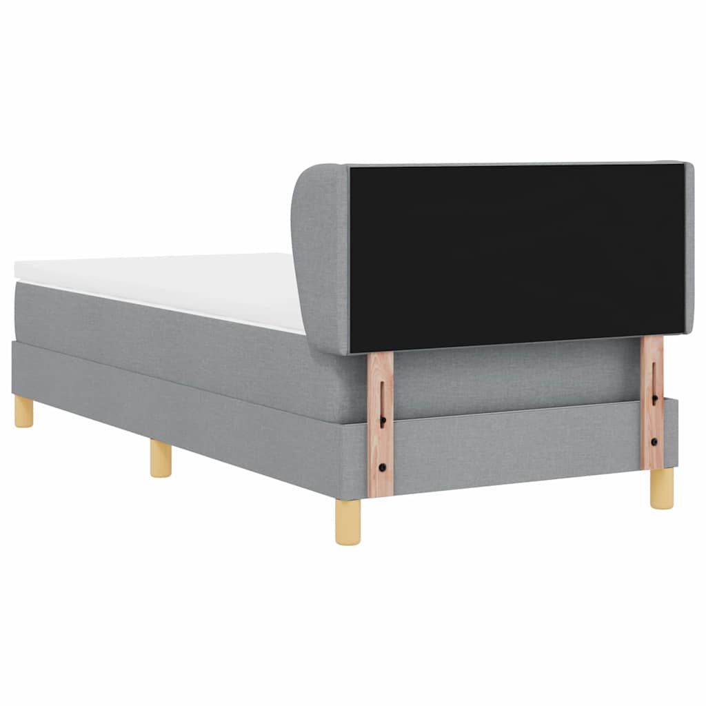 Boks madrasseng med madras creme 90x200 cm stof Lysegrå
