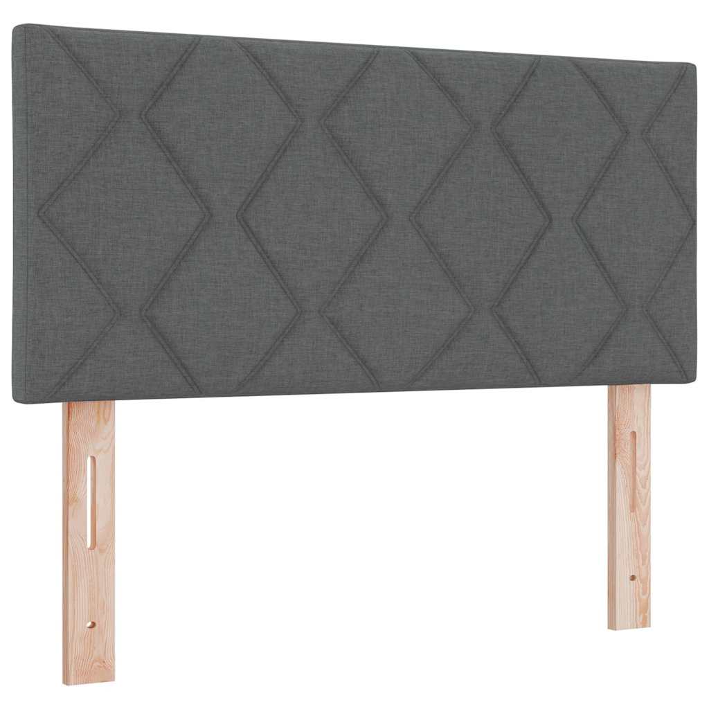 Boks madrasseng med madras creme 90x200 cm stof Mørkegrå
