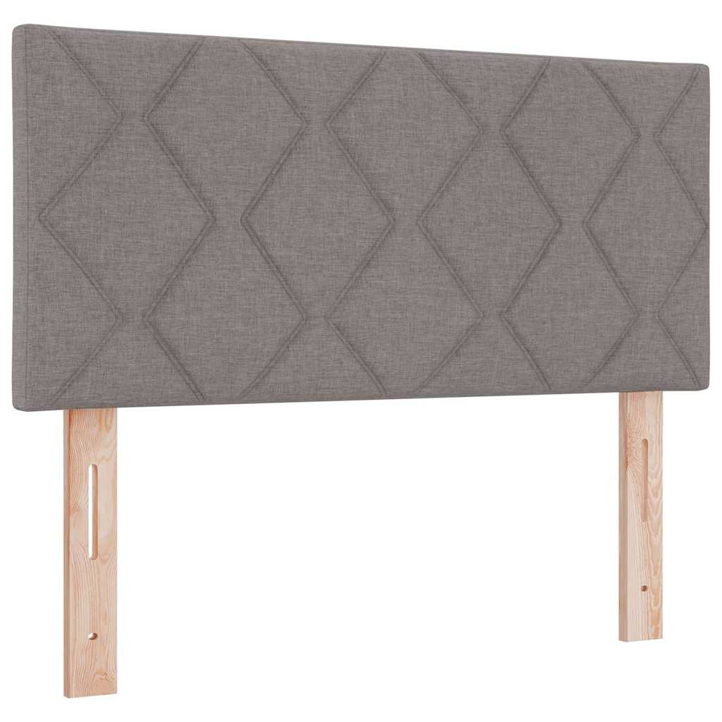 Boks madrasseng med madras creme 90x200 cm stof Gråbrun