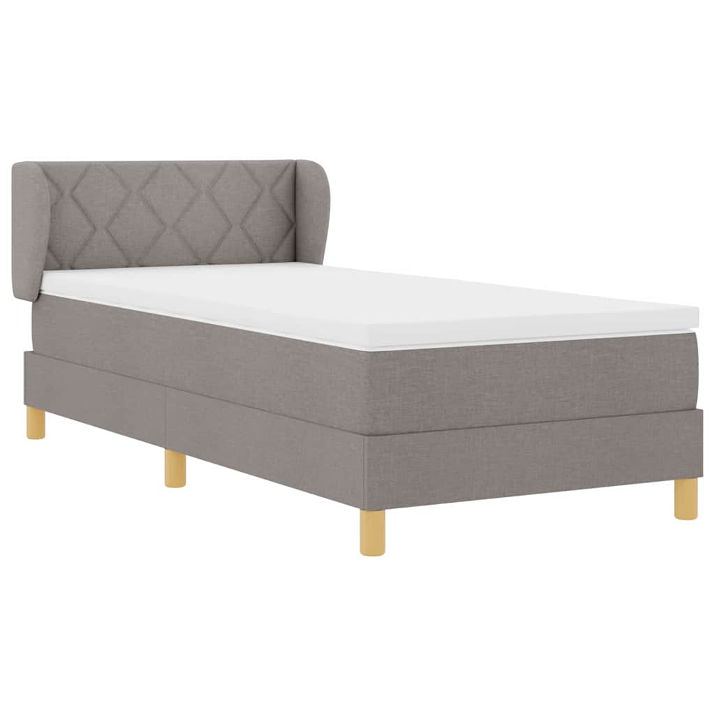 Boks madrasseng med madras creme 90x200 cm stof Gråbrun