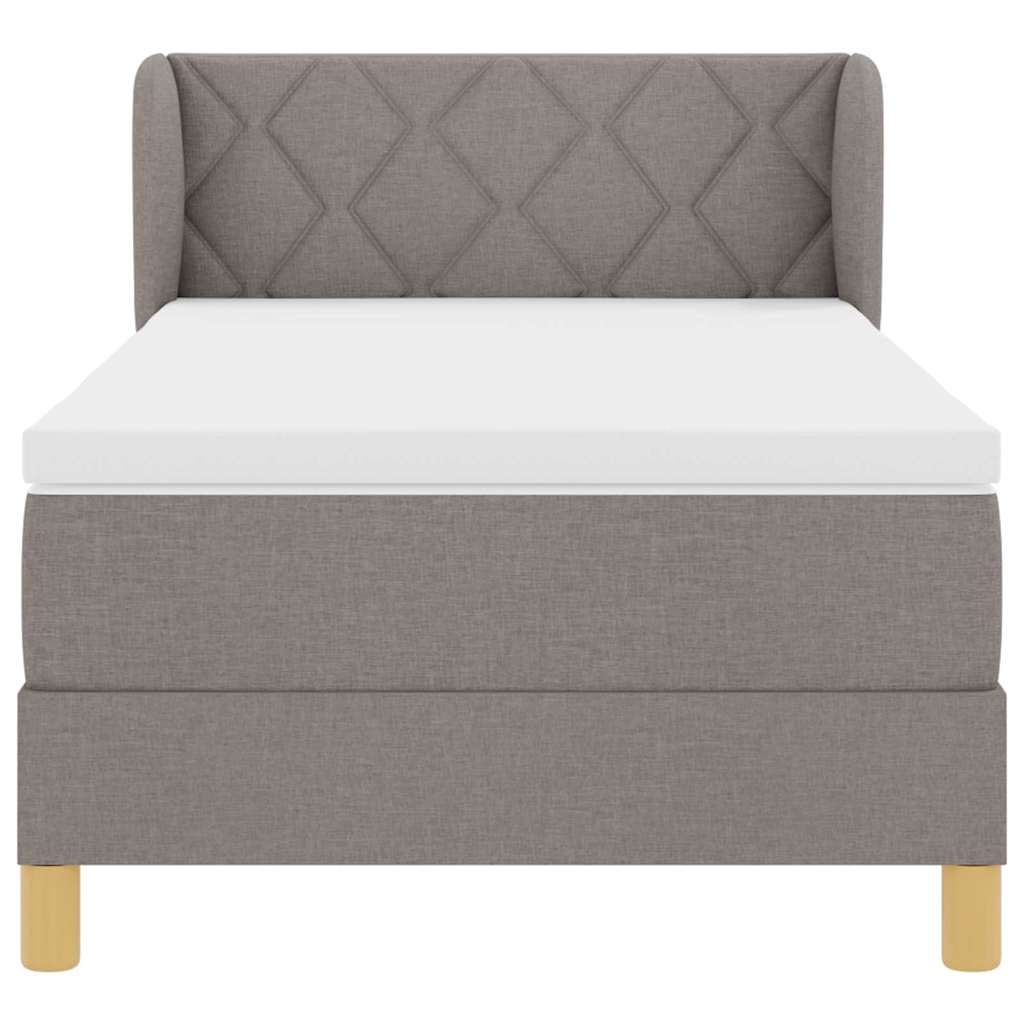 Boks madrasseng med madras creme 90x200 cm stof Gråbrun
