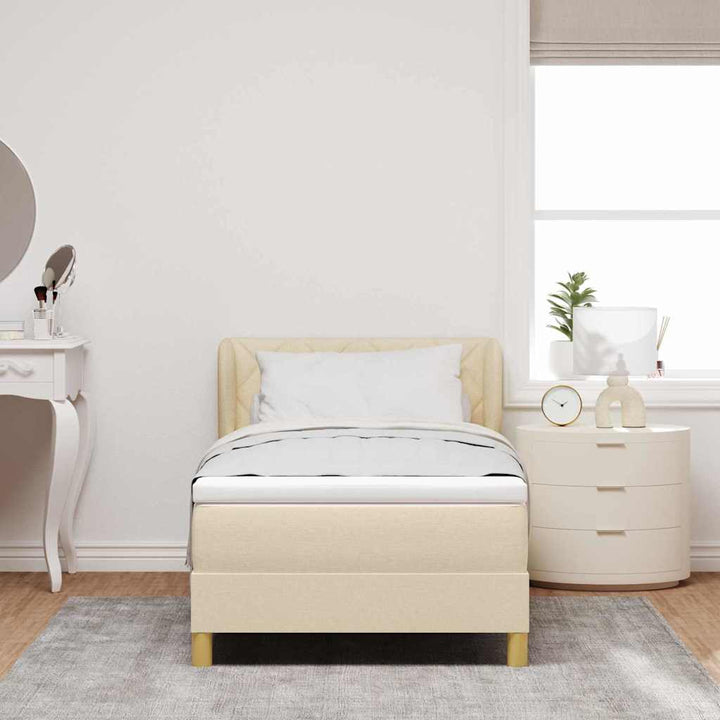 Boks madrasseng med madras creme 90x200 cm stof Creme