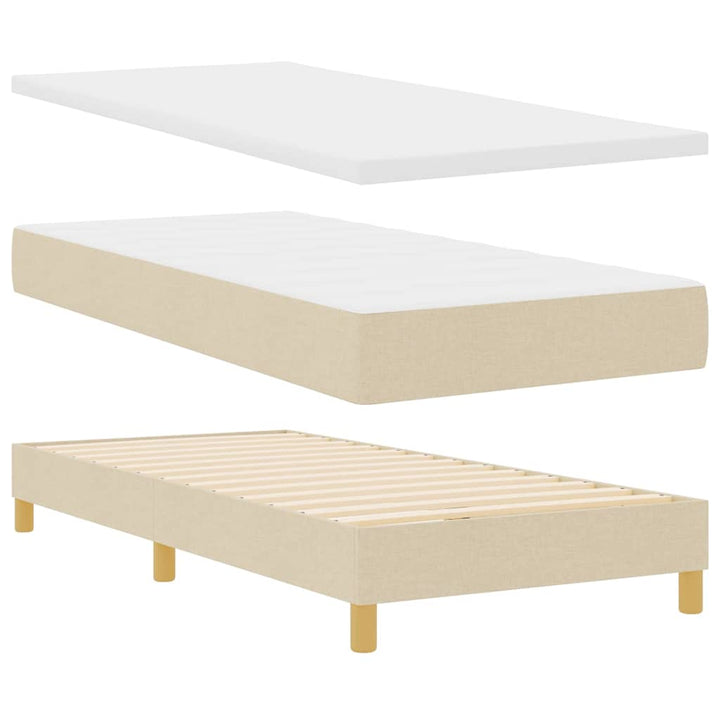 Boks madrasseng med madras creme 90x200 cm stof Creme