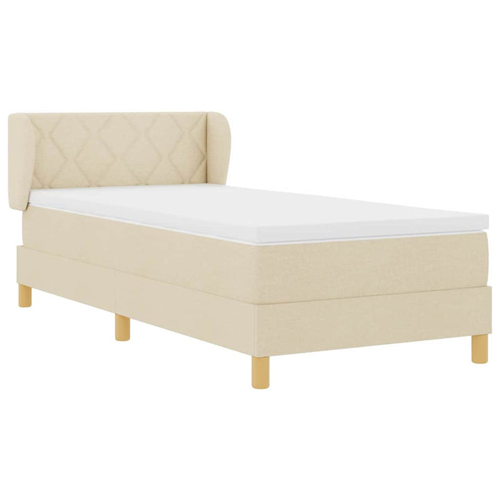 Boks madrasseng med madras creme 90x200 cm stof Creme