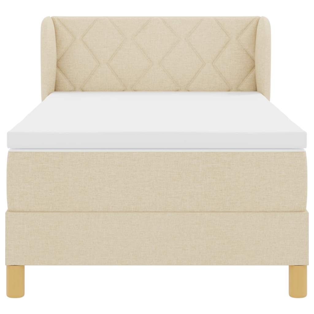 Boks madrasseng med madras creme 90x200 cm stof Creme