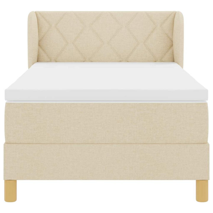 Boks madrasseng med madras creme 90x200 cm stof Creme