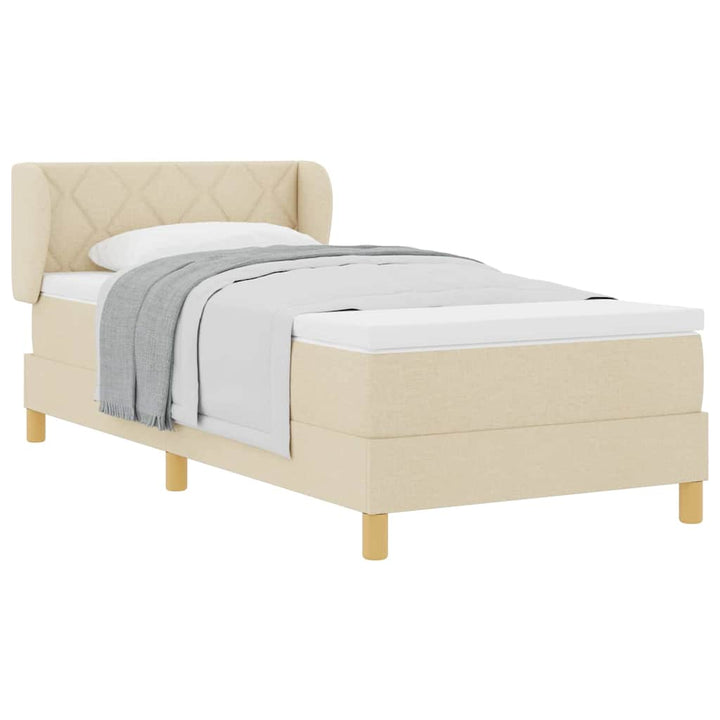 Boks madrasseng med madras creme 90x200 cm stof Creme