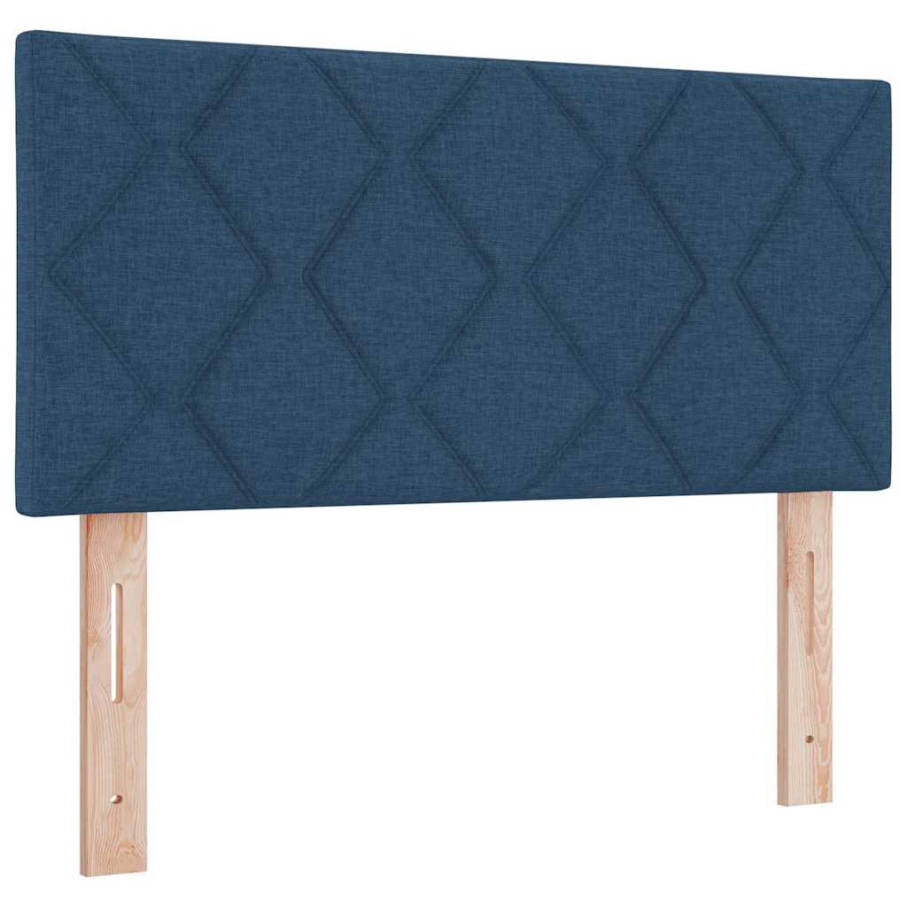 Boks madrasseng med madras creme 90x200 cm stof med madras Blå