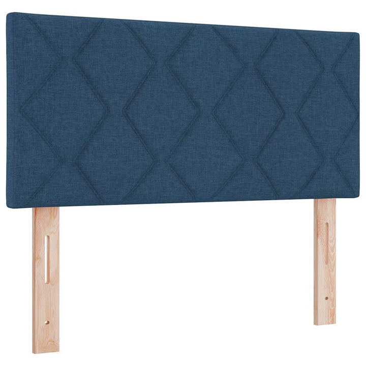Boks madrasseng med madras creme 90x200 cm stof med madras Blå