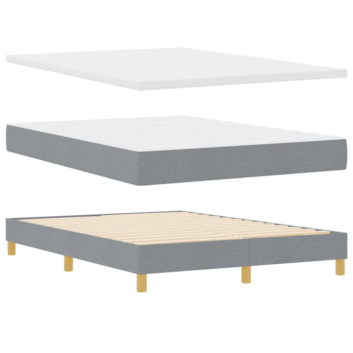 Boks madrasseng med madras creme 90x200 cm stof Lysegrå