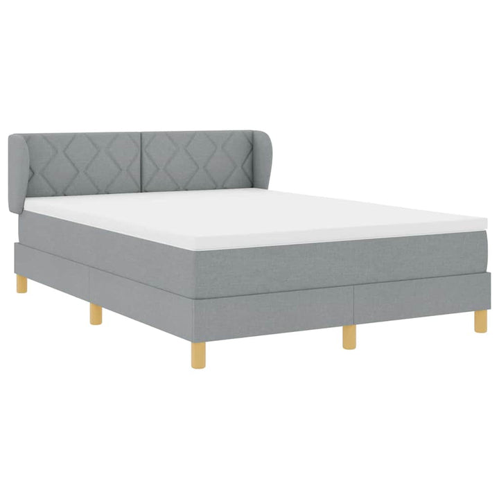 Boks madrasseng med madras creme 90x200 cm stof Lysegrå