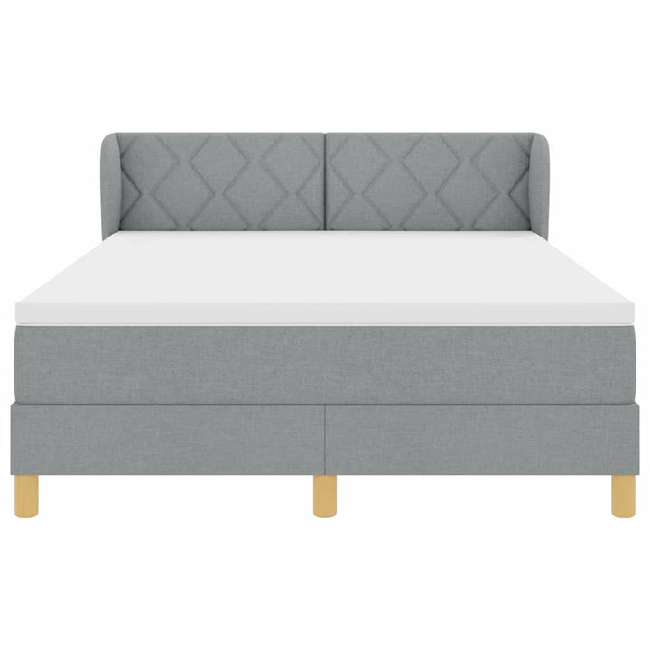 Boks madrasseng med madras creme 90x200 cm stof Lysegrå