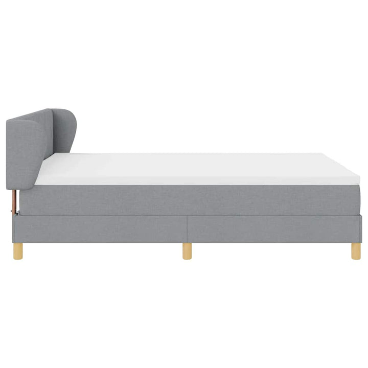 Boks madrasseng med madras creme 90x200 cm stof Lysegrå