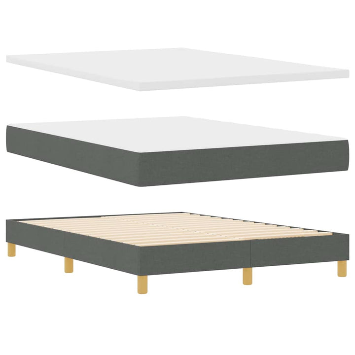 Boks madrasseng med madras creme 90x200 cm stof Mørkegrå