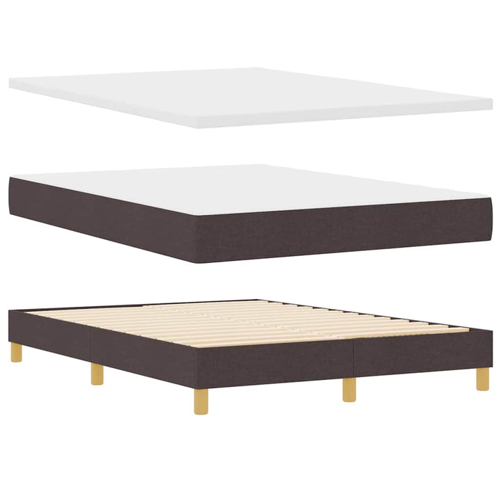 Boks madrasseng med madras creme 90x200 cm stof Mørkebrun