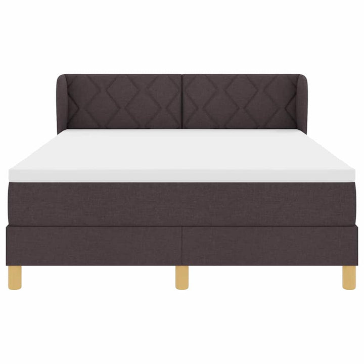 Boks madrasseng med madras creme 90x200 cm stof Mørkebrun